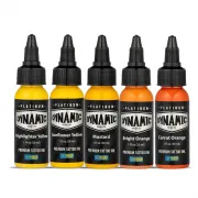Dynamic Ink Platinum Fire Set 5 x 30 ml, Set Tusuri Profesionale Galben-Portocaliu pentru Tatuaje REACH