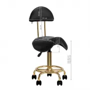 Scaun Cosmetic Ergonomic cu Spatar - Negru Auriu