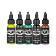 Dynamic Ink Platinum Earth Set 5 x 30 ml, Set Tusuri Profesionale Verde si Maro pentru Tatuaje REACH