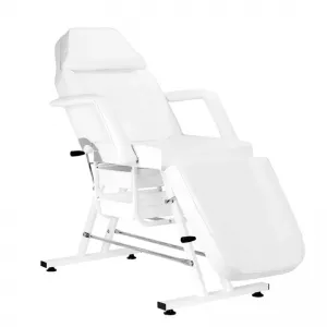 Pat Scaun Cosmetica Alb - cu Spatar, Suport pentru Picioare si Tavite