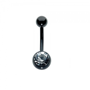 Cercel Titanium Negru Buric Crystal 1.6 x 10mm