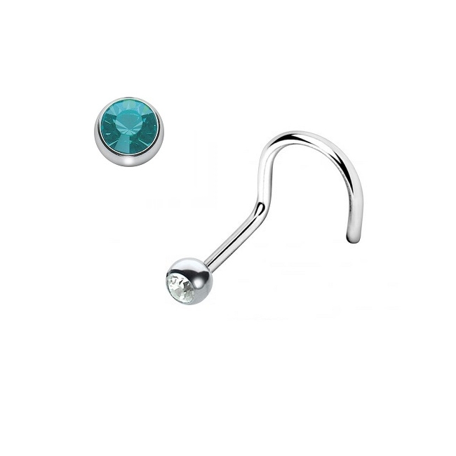 Cercel Nas Stud Blue Zircon