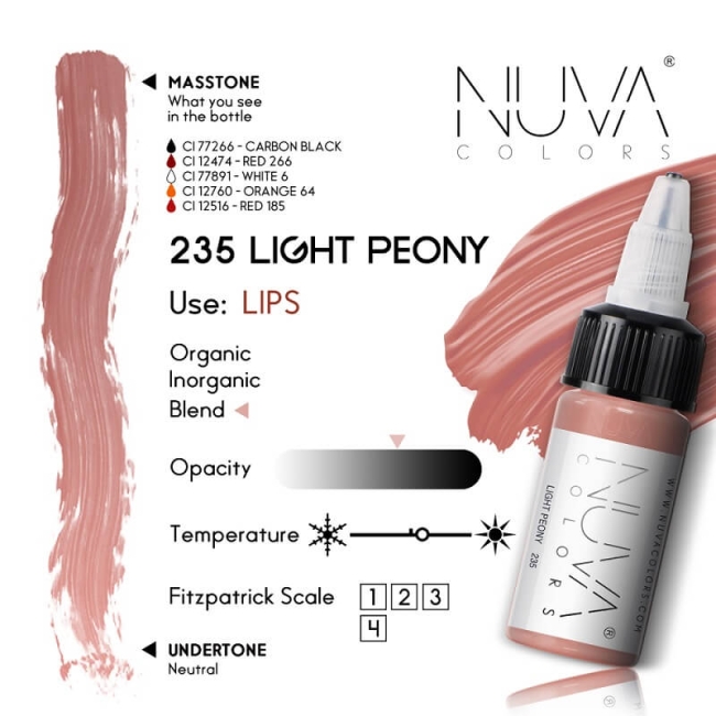 Nuva Colors 235 Light Peony - Pigment Micropigmentare Buze 15ml