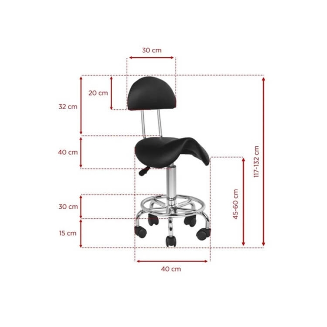 Scaun Cosmetic Ergonomic cu Spatar - Negru