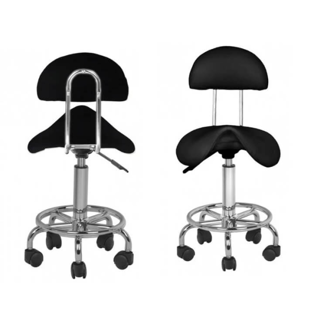 Scaun Cosmetic Ergonomic cu Spatar - Negru