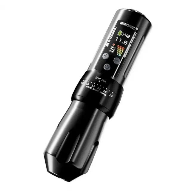 Bronc X2 Ajustabil Wireless Pen Black, Masina De Tatuat Cu Stroke 2.6 - 4mm