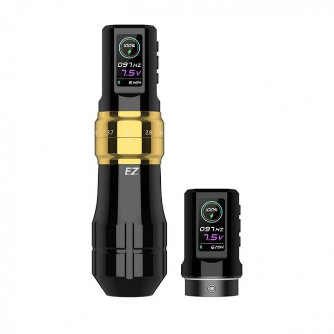 EZ P3 Pro Wireless Gold, Stoke Ajustabil, 2 Baterii, Masina De Tatuat
