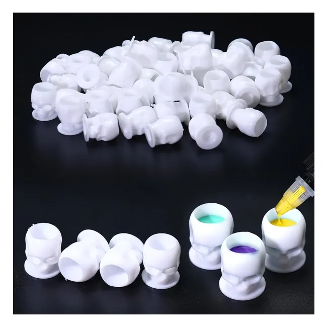 Capacele pentru Tus Tatuaje Skull 12mm - Set 50 Bucati