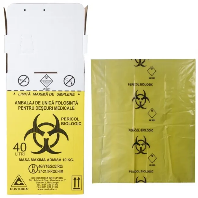 Cutie Incinerare Deseuri Infectioase, Cu Sac Galben