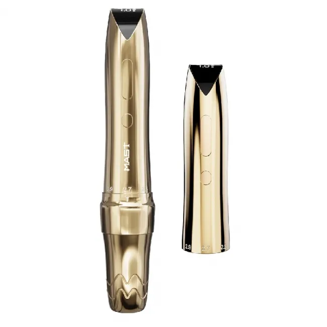 MAST P60 Wireless Tattoo Pen - Aparat PMU Profesional, Stroke Reglabil, 2 Baterii, Gold