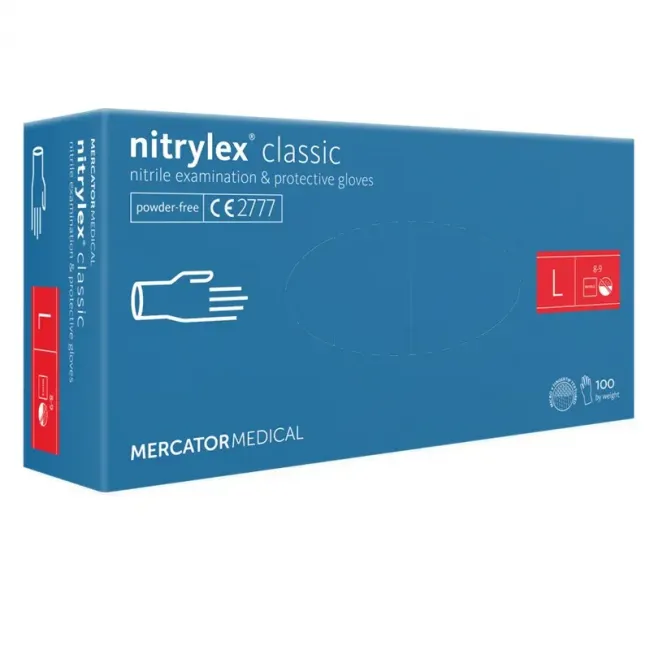 Nitrylex Classic Blue - Manusi Nitril Nepudrate, 100 Bucati, Albastru