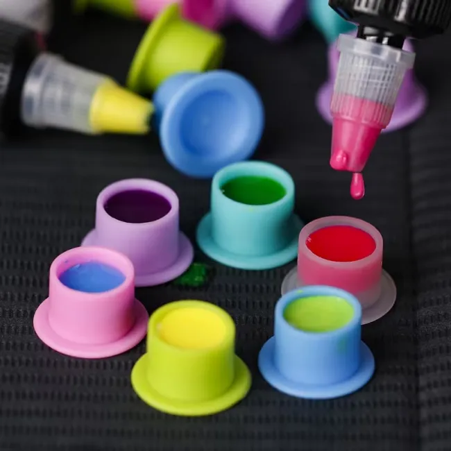 Capace Pigment din Silicon cu Baza 100 buc - Ink Cups PMU si Tatuaj