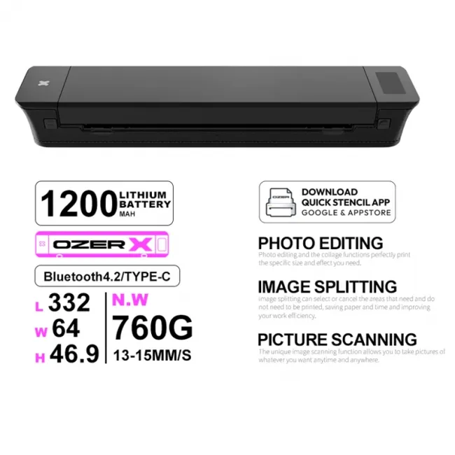 Imprimanta Stencil Tattoo OZER X Pro Wireless Bluetooth A4