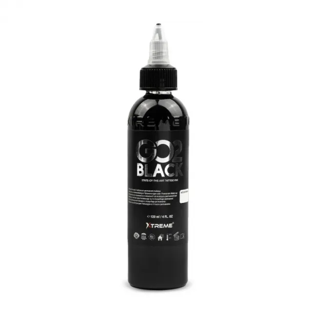 Xtreme Ink GO2 Black, 120 ml, Tus Negru Profesional pentru Tatuaje REACH