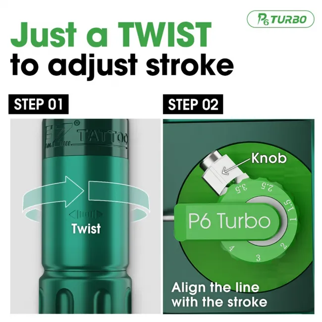 EZ P6 Green Masina de Tatuaj Wireless cu Cursa Reglabila