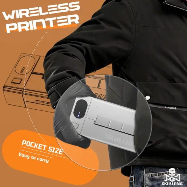 SKULLDNA Mini Wireless Printer - Imprimanta Portabila pentru Stencil Tatuaj