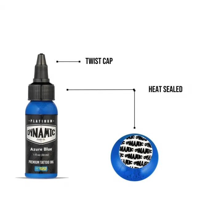 Dynamic Ink Platinum Azure Blue 30 ml, Tus Profesional pentru Tatuaje REACH