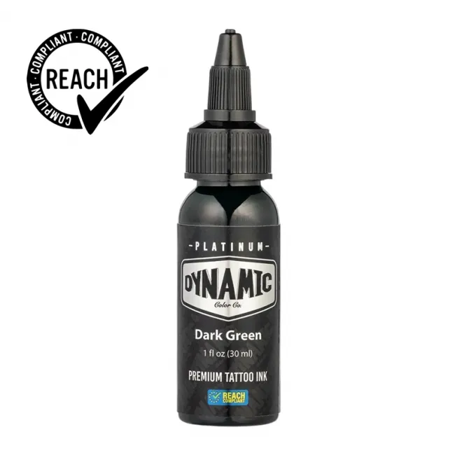 Dynamic Ink Platinum Dark Green 30 ml, Tus Profesional pentru Tatuaje REACH