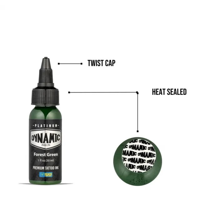 Dynamic Ink Platinum Forest Green 30 ml, Tus Profesional pentru Tatuaje REACH