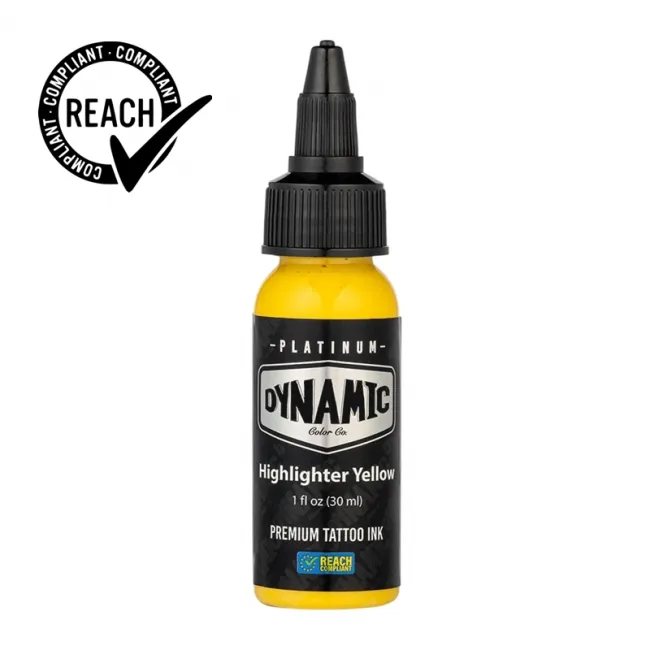 Dynamic Ink Platinum Highlighter Yellow 30 ml, Tus Profesional pentru Tatuaje REACH
