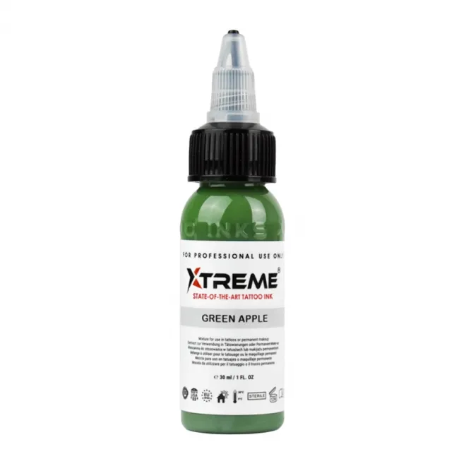 Xtreme Ink Green Apple, 30 ml, Tus Profesional pentru Tatuaje REACH