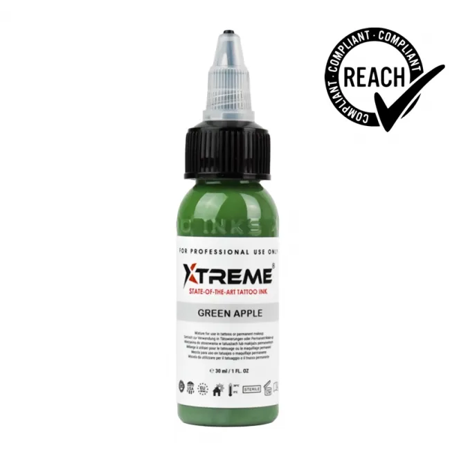 Xtreme Ink Green Apple, 30 ml, Tus Profesional pentru Tatuaje REACH