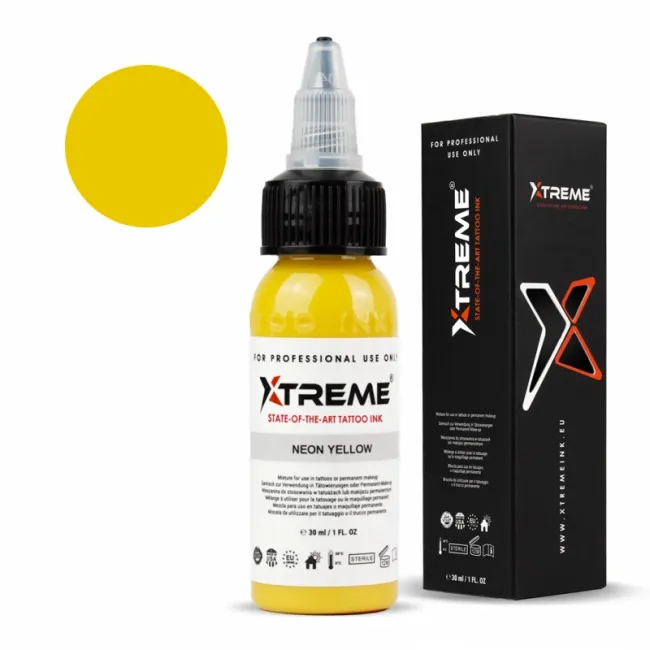 Xtreme Ink Neon Yellow, 30 ml, Tus Profesional pentru Tatuaje REACH