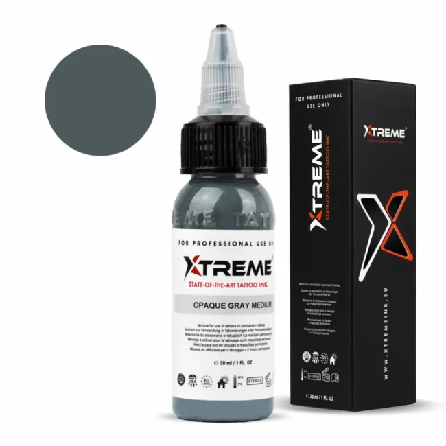 Xtreme Ink Opaque Gray Medium, 30 ml, Tus Profesional pentru Tatuaje REACH