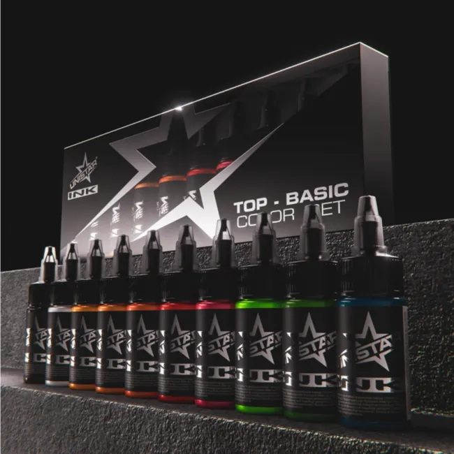 Unistar Ink Top Basic Colors Set - Set 10 Tusuri Tatuaj x 30ml