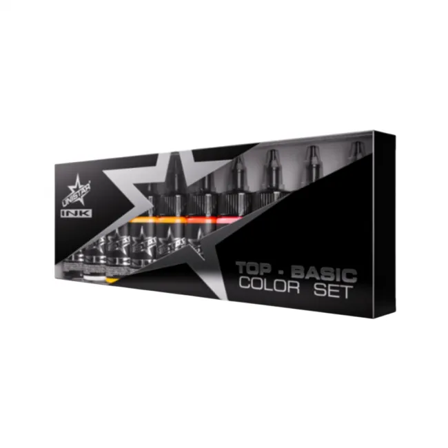 Unistar Ink Top Basic Colors Set - Set 10 Tusuri Tatuaj x 30ml