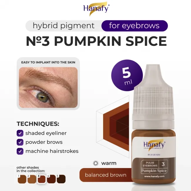 Hanafy Pulse by Julie Kim No. 3 Pumpkin Spice 5ml - Pigment Sprancene PMU Pentru Practica