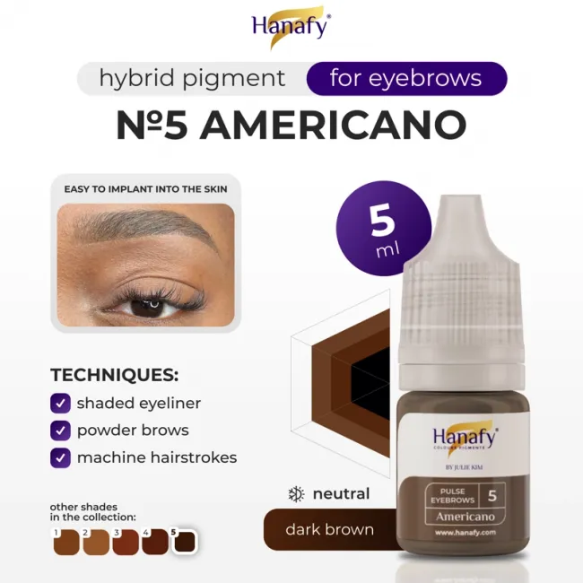 Hanafy Pulse by Julie Kim No. 5 Americano 5ml - Pigment Sprancene PMU Pentru Practica
