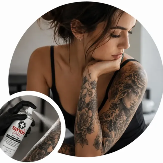 Tattoo Spray x Aloe Tattoo - Spray Protectie si Vindecare Tatuaj cu Pelicula Transpirabila