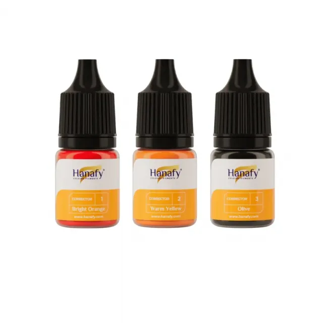 Hanafy Corrector Set - Set 3 Pigmenti Corectori PMU Pentru Practica, 3 x 5ml