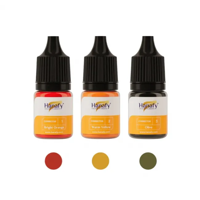 Hanafy Corrector Set - Set 3 Pigmenti Corectori PMU Pentru Practica, 3 x 5ml