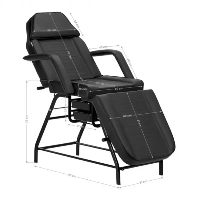 Scaun Pat Cosmetic Negru cu Tavite pentru Tatuaje si PMU